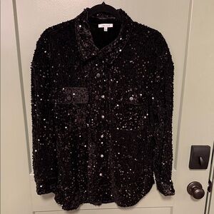 white birch Black Shimmery sequined shirt/Jacket